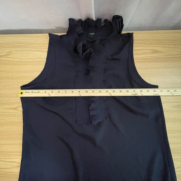 J.Crew 100% Ruffle Bow Sleeveless Blouse Size dark navy Large - Picture 6 of 7